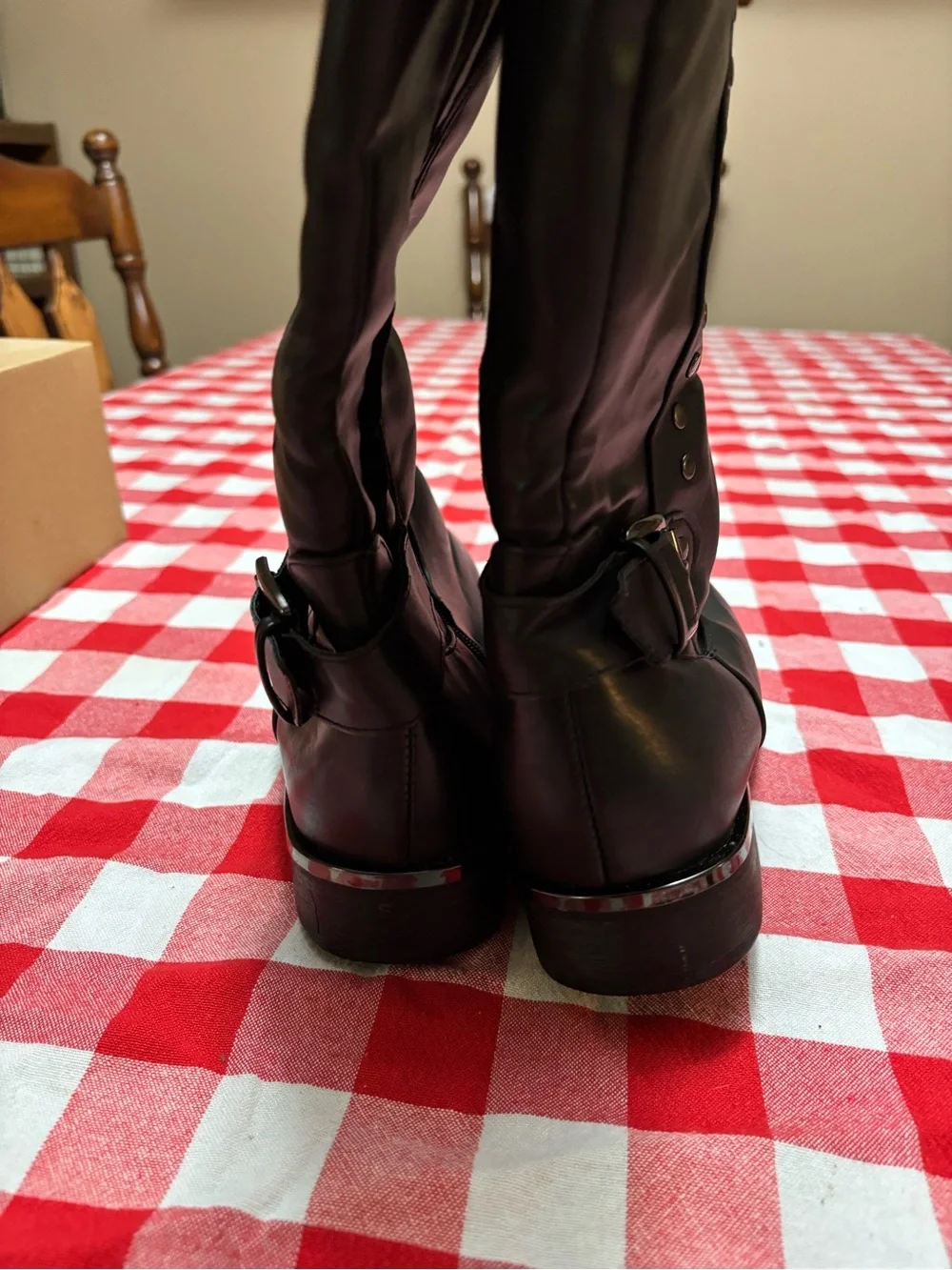 Avenue Black calf high Studded riding Boots